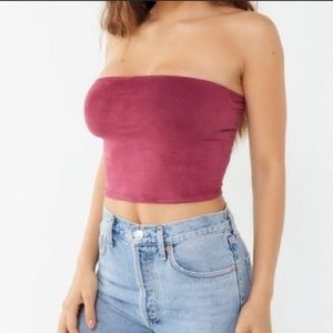 Burgundy Suede Tube Top - Urban Outfitters